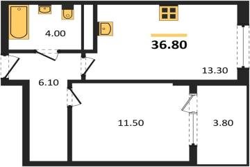 Фото №1: 1-комнатная квартира 36 м² - Краснодар, мкр. Карасунский внутригородской округ, 