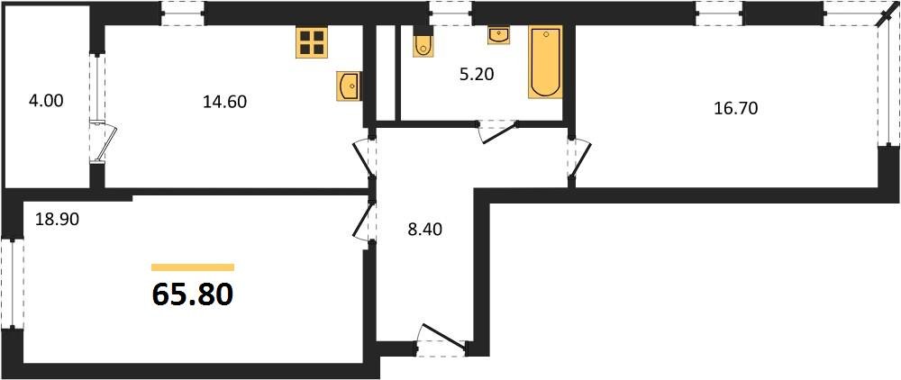 Фото №1: 2-комнатная квартира 65 м² - Краснодар, мкр. Карасунский внутригородской округ