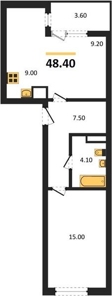 Фото №1: 1-комнатная квартира <span class="whitespace-nowrap">48 м²</span>, <span class="whitespace-nowrap">4/18 эт.</span> - Краснодар, Карасунский внутригородской округ, мкр. ЖК Первое Место