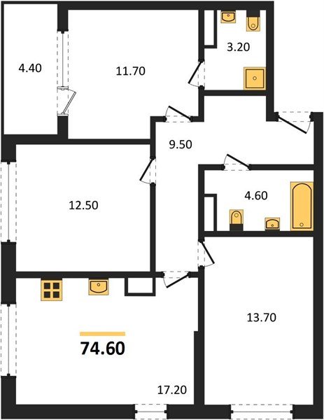 Фото №1: 3-комнатная квартира 74 м² - Краснодар, мкр. Карасунский внутригородской округ