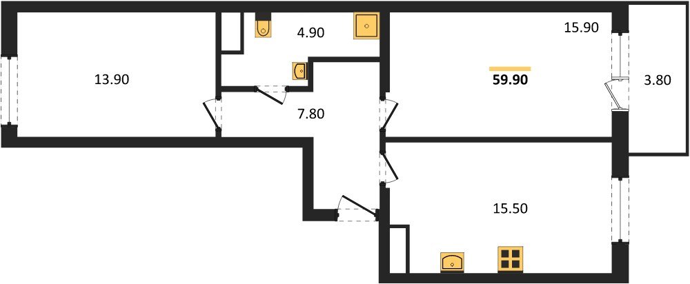 Фото №1: 2-комнатная квартира 59 м² - Краснодар, мкр. Карасунский внутригородской округ