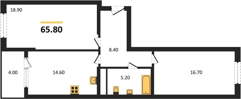 Фото №1: 2-комнатная квартира 65 м² - Краснодар, мкр. Карасунский внутригородской округ