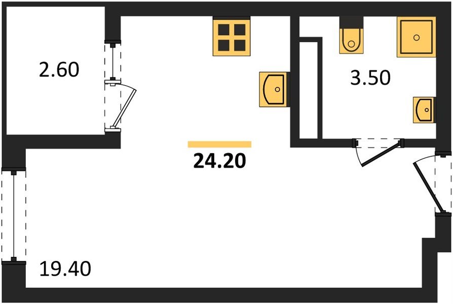 Фото №1: Студия 24 м² - Краснодар, мкр. Карасунский внутригородской округ
