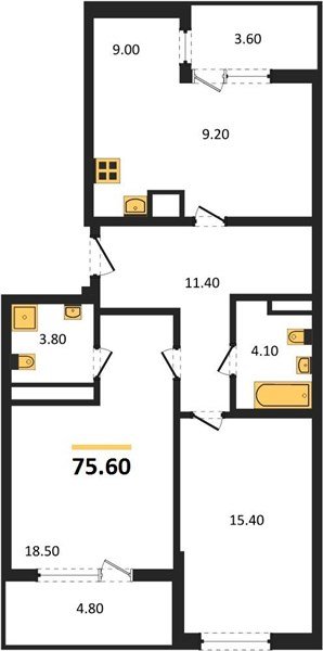 Фото №1: 2-комнатная квартира 75 м² - Краснодар, мкр. Карасунский внутригородской округ
