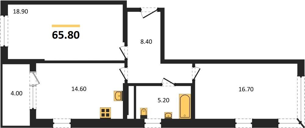 Фото №1: 2-комнатная квартира 65 м² - Краснодар, мкр. Карасунский внутригородской округ