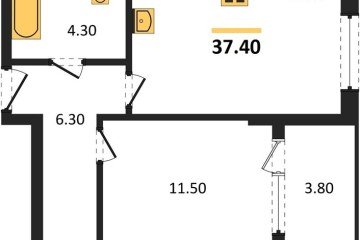 Фото №1: 1-комнатная квартира 37 м² - Краснодар, мкр. Карасунский внутригородской округ, 