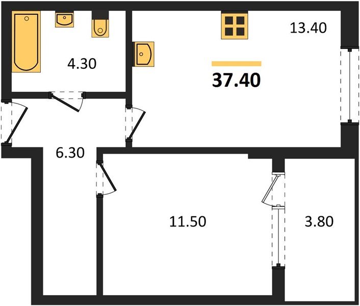 Фото №1: 1-комнатная квартира 37 м² - Краснодар, мкр. Карасунский внутригородской округ