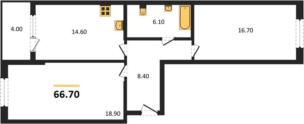 Фото №1: 2-комнатная квартира 66 м² - Краснодар, мкр. Карасунский внутригородской округ