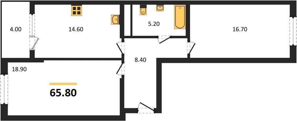 Фото №1: 2-комнатная квартира 65 м² - Краснодар, мкр. Карасунский внутригородской округ