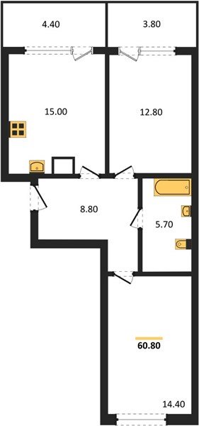 Фото №1: 2-комнатная квартира 60 м² - Краснодар, мкр. Карасунский внутригородской округ
