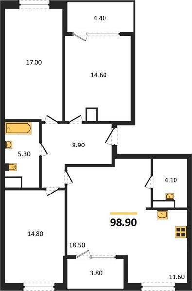 Фото №1: 3-комнатная квартира 98 м² - Краснодар, мкр. Карасунский внутригородской округ