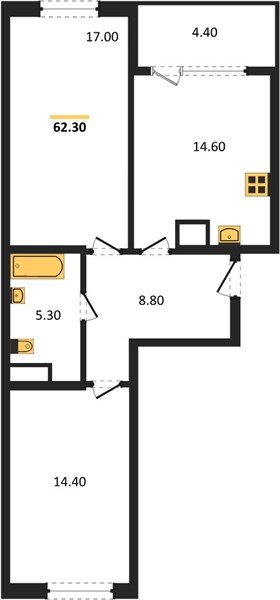 Фото №1: 2-комнатная квартира 62 м² - Краснодар, мкр. Карасунский внутригородской округ