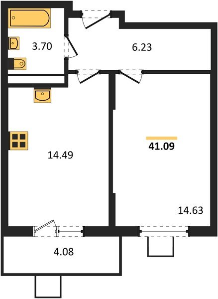 Фото №1: 1-комнатная квартира 41 м² - Северская, мкр. ЖК Цветной Бульвар