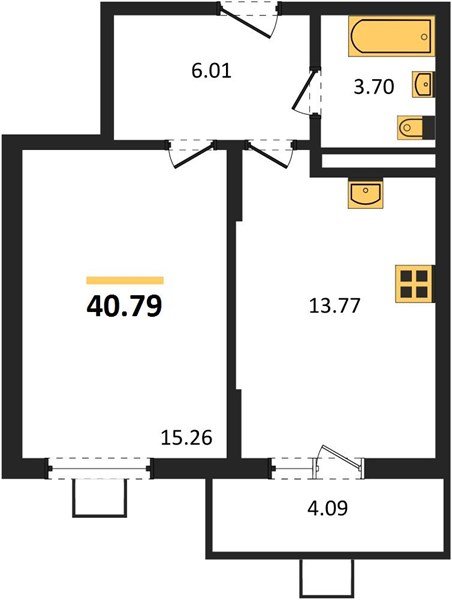Фото №1: 1-комнатная квартира 40 м² - Северская, мкр. ЖК Цветной Бульвар