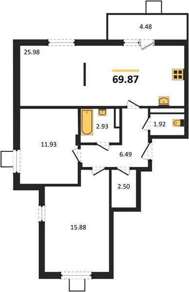 Фото №1: 2-комнатная квартира 69 м² - Северская, мкр. ЖК Цветной Бульвар