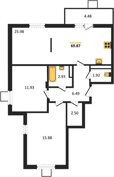 Фото №1: 2-комнатная квартира 69 м² - Северская, мкр. ЖК Цветной Бульвар