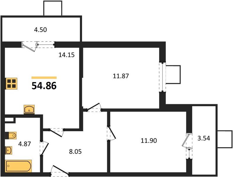 Фото №1: 2-комнатная квартира 54 м² - Северская, мкр. ЖК Цветной Бульвар