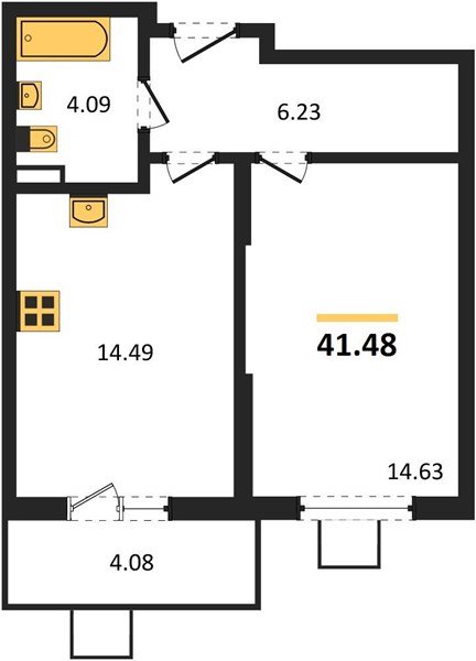 Фото №1: 1-комнатная квартира 41 м² - Северская, мкр. ЖК Цветной Бульвар