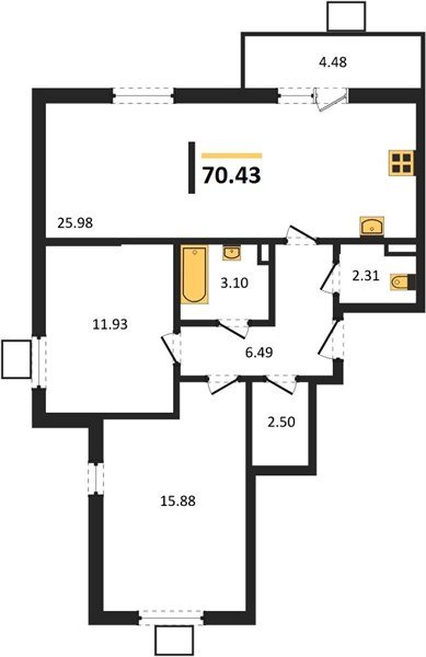 Фото №1: 2-комнатная квартира 70 м² - Северская, мкр. ЖК Цветной Бульвар
