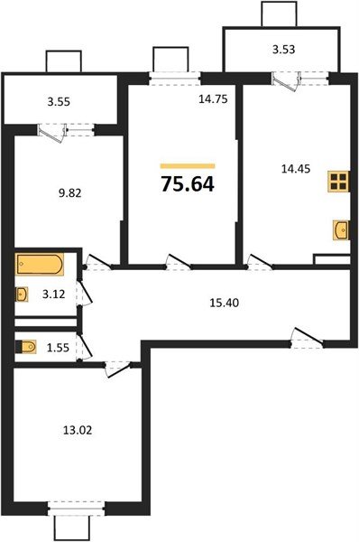 Фото №1: 3-комнатная квартира 75 м² - Северская, ЖК Цветной Бульвар