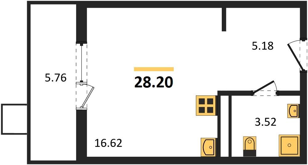 Фото №1: Студия 28 м² - Северская, мкр. ЖК Цветной Бульвар