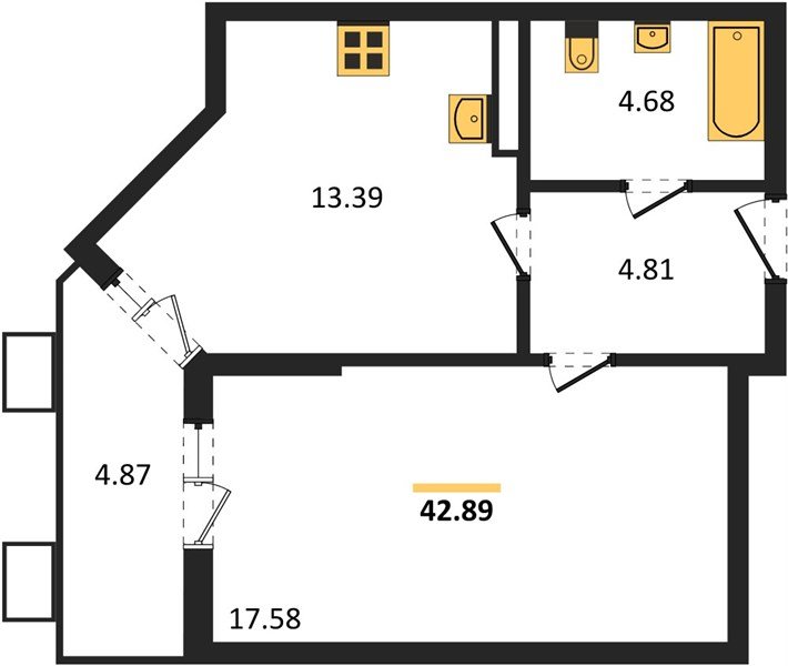 Фото №1: 1-комнатная квартира 42 м² - Северская, мкр. ЖК Цветной Бульвар