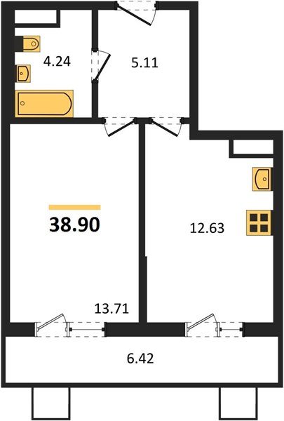 Фото №1: 1-комнатная квартира 38 м² - Северская, мкр. ЖК Цветной Бульвар