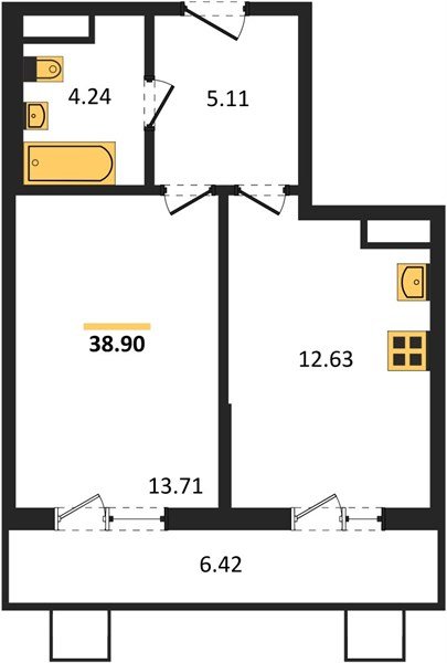 Фото №1: 1-комнатная квартира 38 м² - Северская, мкр. ЖК Цветной Бульвар