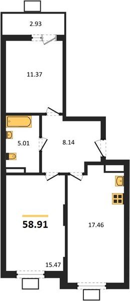 Фото №1: 2-комнатная квартира <span class="whitespace-nowrap">58 м²</span>, <span class="whitespace-nowrap">4/8 эт.</span> - Северская, мкр. ЖК Цветной Бульвар