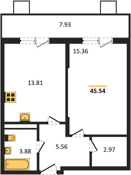 Фото №1: 1-комнатная квартира 45 м² - Северская, мкр. ЖК Цветной Бульвар