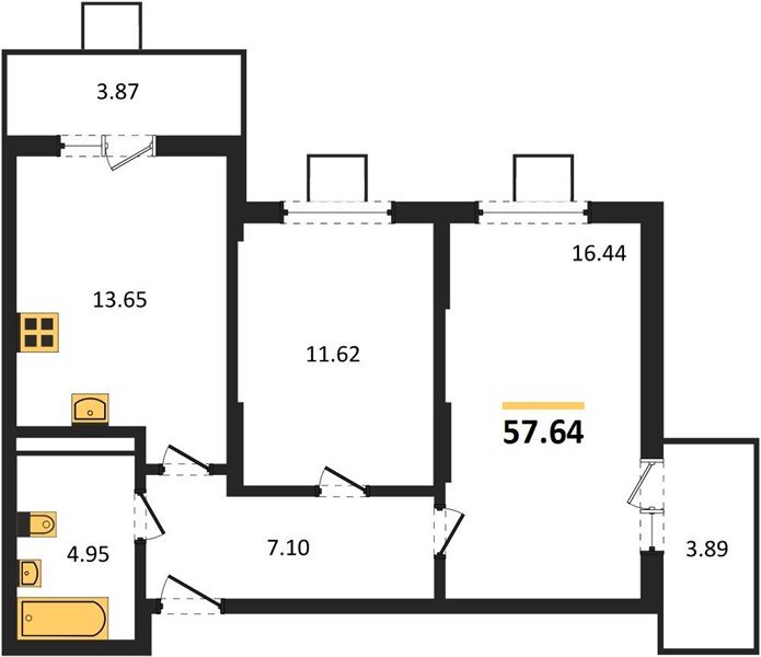Фото №1: 2-комнатная квартира 57 м² - Северская, мкр. ЖК Цветной Бульвар