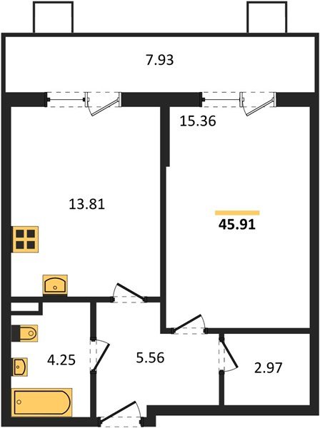 Фото №1: 1-комнатная квартира 45 м² - Северская, мкр. ЖК Цветной Бульвар