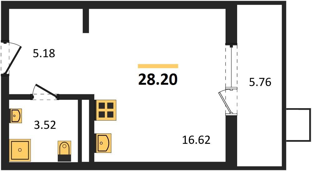 Фото №1: Студия 28 м² - Северская, мкр. ЖК Цветной Бульвар