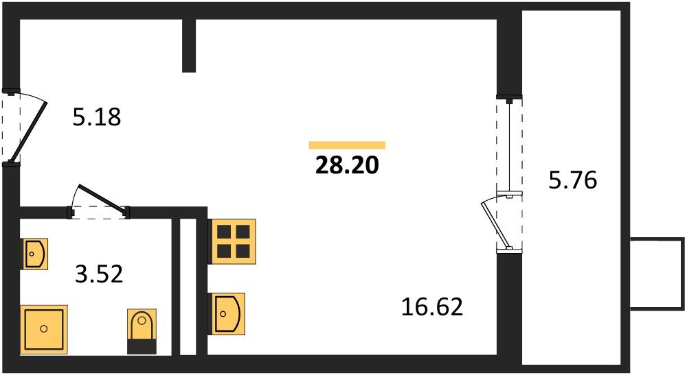 Фото №1: Студия 28 м² - Северская, мкр. ЖК Цветной Бульвар