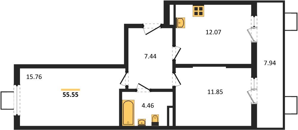 Фото №1: 2-комнатная квартира 55 м² - Северская, мкр. ЖК Цветной Бульвар