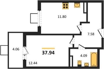 Фото №1: 1-комнатная квартира 37 м² - Северская, мкр. ЖК Цветной Бульвар, 