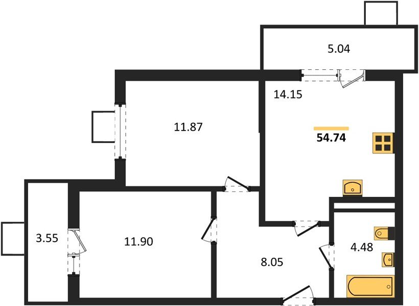 Фото №1: 2-комнатная квартира 54 м² - Северская, мкр. ЖК Цветной Бульвар