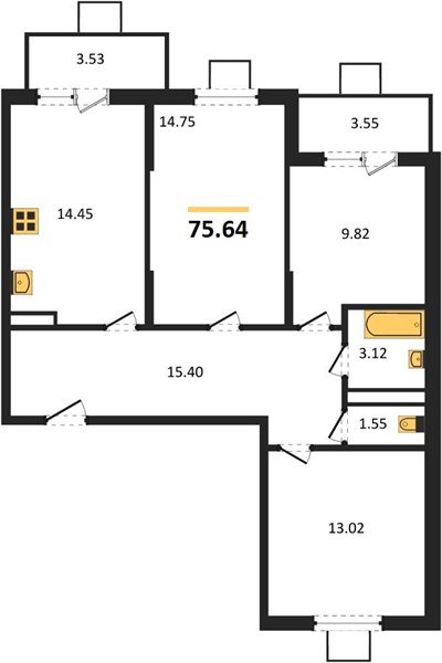 Фото №1: 3-комнатная квартира 75 м² - Северская, мкр. ЖК Цветной Бульвар