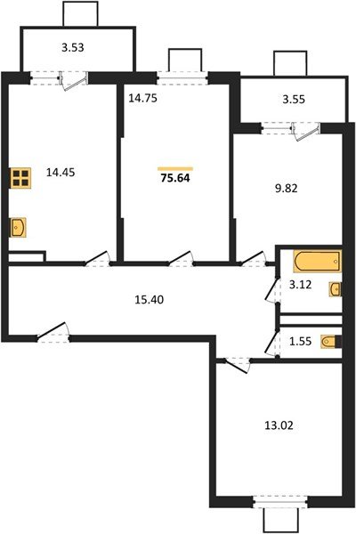 Фото №1: 3-комнатная квартира 75 м² - Северская, мкр. ЖК Цветной Бульвар