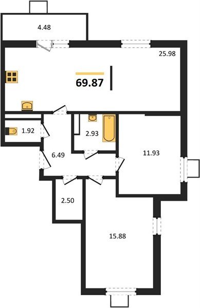Фото №1: 2-комнатная квартира 69 м² - Северская, мкр. ЖК Цветной Бульвар