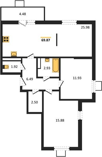 Фото №1: 2-комнатная квартира 69 м² - Северская, мкр. ЖК Цветной Бульвар