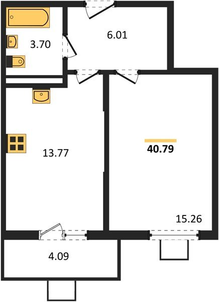Фото №1: 1-комнатная квартира 40 м² - Северская, мкр. ЖК Цветной Бульвар