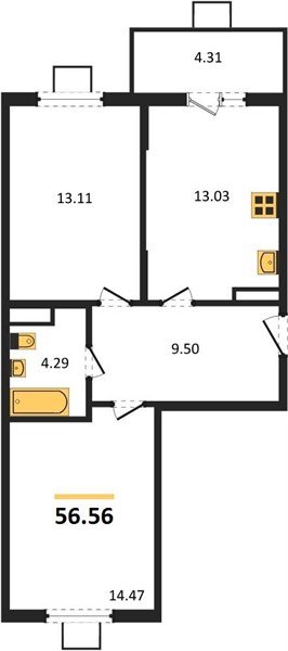 Фото №1: 2-комнатная квартира 56 м² - Северская, мкр. ЖК Цветной Бульвар