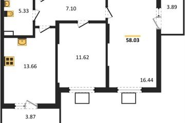 Фото №1: 2-комнатная квартира 58 м² - Северская, мкр. ЖК Цветной Бульвар, 