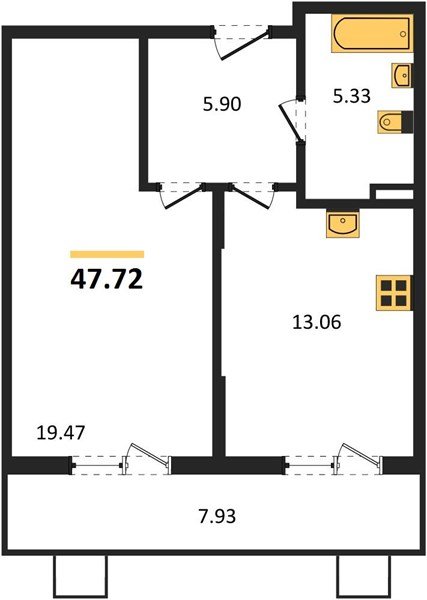 Фото №1: 1-комнатная квартира 47 м² - Северская, мкр. ЖК Цветной Бульвар