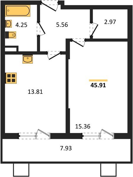 Фото №1: 1-комнатная квартира 45 м² - Северская, мкр. ЖК Цветной Бульвар