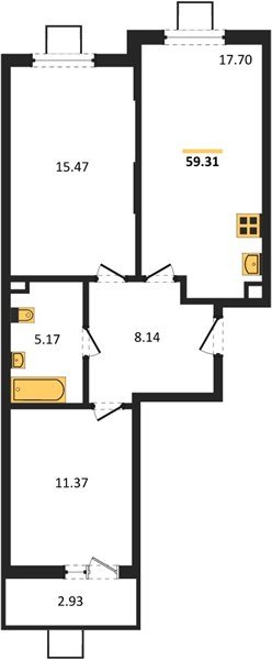 Фото №1: 2-комнатная квартира 59 м² - Северская, мкр. ЖК Цветной Бульвар