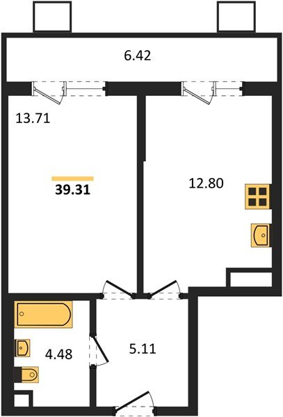 Фото №1: 1-комнатная квартира 39 м² - Северская, мкр. ЖК Цветной Бульвар