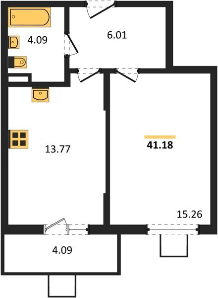 Фото №1: 1-комнатная квартира <span class="whitespace-nowrap">41 м²</span>, <span class="whitespace-nowrap">1/8 эт.</span> - Северская, мкр. ЖК Цветной Бульвар