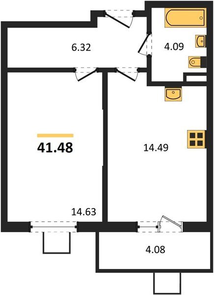 Фото №1: 1-комнатная квартира 41 м² - Северская, мкр. ЖК Цветной Бульвар